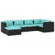 Sonata Set mobilier de grădină cu perne, 6 piese, negru, poliratan