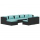 Sonata Set mobilier de grădină cu perne, 9 piese, negru, poliratan