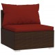 Sonata Set mobilier de grădină cu perne, 9 piese, maro, poliratan