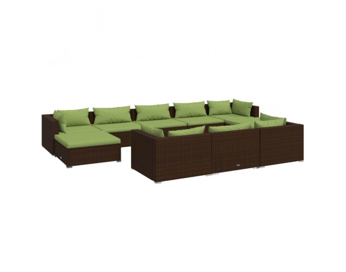 Sonata Set mobilier de grădină cu perne, 10 piese, maro, poliratan