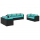 Sonata Set mobilier de grădină cu perne, 7 piese, negru, poliratan