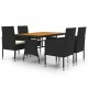 Sonata H Градински трапезен комплект, 5 части, полиратан, черен