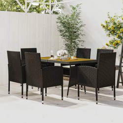 Sonata H Градински трапезен комплект, 7 части, полиратан, черен - Seturi pentru exterior