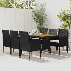 Sonata H Градински трапезен комплект, 7 части, полиратан, черен - Seturi pentru exterior