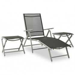 Sonata H Градински лаундж комплект 3 части textilene и алуминий сребрист - Seturi pentru exterior