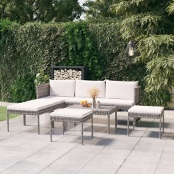 Sonata H Градински комплект с възглавници, 6 части, полиратан, сив - Seturi pentru exterior