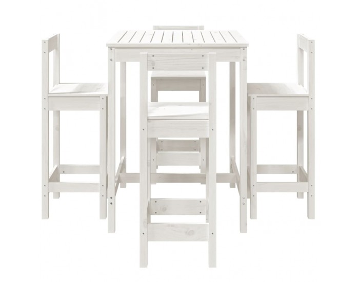 Sonata H Градински бар комплект от 5 части, бял, масивно дърво бор
