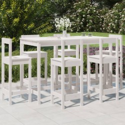 Sonata H Градински бар комплект от 7 части, бял, масивно дърво бор - Seturi pentru exterior