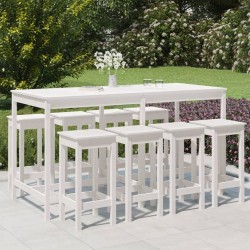 Sonata H Градински бар комплект от 9 части, бял, масивно дърво бор - Seturi pentru exterior