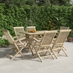 Sonata H Градински трапезен комплект, сив,  7 части, тиково дърво масив - Seturi pentru exterior