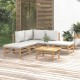 Sonata Set mobilier de grădină cu perne gri deschis, 6 piese, bambus