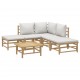 Sonata Set mobilier de grădină cu perne gri deschis, 6 piese, bambus