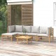 Sonata Set mobilier de grădină cu perne gri deschis, 6 piese, bambus