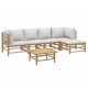Sonata Set mobilier de grădină cu perne gri deschis, 6 piese, bambus