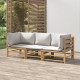 Sonata Set mobilier de grădină cu perne gri deschis, 3 piese, bambus