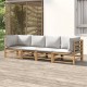 Sonata Set mobilier de grădină cu perne gri deschis, 4 piese, bambus