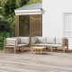 Sonata Set mobilier de grădină cu perne gri deschis, 6 piese, bambus