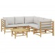 Sonata Set mobilier de grădină cu perne gri deschis, 6 piese, bambus