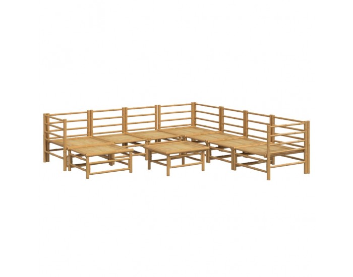 Sonata Set mobilier de grădină cu perne gri deschis, 9 piese, bambus