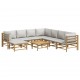 Sonata Set mobilier de grădină cu perne gri deschis, 9 piese, bambus