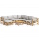 Sonata Set mobilier de grădină cu perne gri deschis, 9 piese, bambus