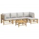 Sonata Set mobilier de grădină cu perne gri deschis, 6 piese, bambus