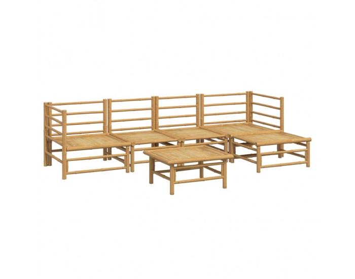 Sonata Set mobilier de grădină cu perne gri deschis, 6 piese, bambus