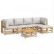 Sonata Set mobilier de grădină cu perne gri deschis, 6 piese, bambus