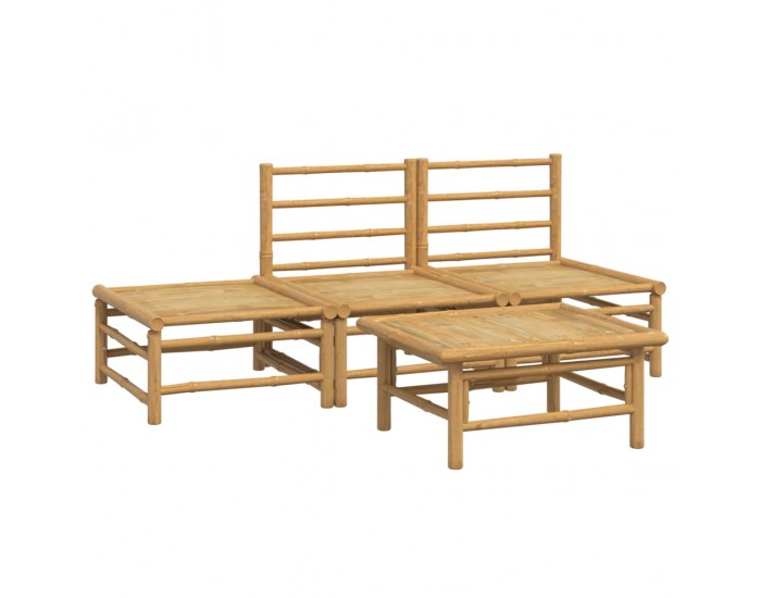 Sonata Set mobilier de grădină cu perne gri deschis, 4 piese, bambus
