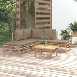 Sonata Set mobilier de grădină cu perne gri taupe, 6 piese, bambus