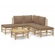 Sonata Set mobilier de grădină cu perne gri taupe, 6 piese, bambus