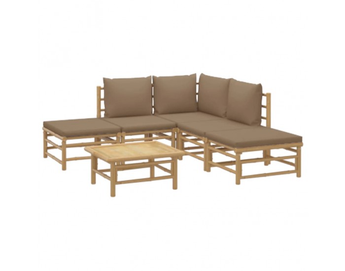 Sonata Set mobilier de grădină cu perne gri taupe, 6 piese, bambus