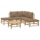 Sonata Set mobilier de grădină cu perne gri taupe, 6 piese, bambus