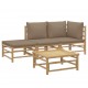 Sonata Set mobilier de grădină cu perne gri taupe, 4 piese, bambus