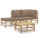 Sonata Set mobilier de grădină cu perne gri taupe, 4 piese, bambus