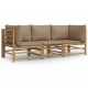 Sonata Set mobilier de grădină cu perne gri taupe, 3 piese, bambus