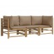 Sonata Set mobilier de grădină cu perne gri taupe, 3 piese, bambus