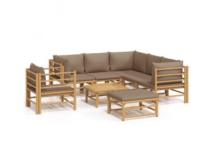 Sonata Set mobilier de grădină cu perne gri taupe, 8 piese, bambus