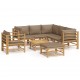 Sonata Set mobilier de grădină cu perne gri taupe, 8 piese, bambus
