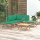 Sonata Set mobilier de grădină cu perne verzi, 6 piese, bambus