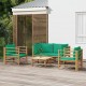 Sonata Set mobilier de grădină cu perne verzi, 5 piese, bambus