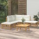 Sonata Set mobilier de grădină cu perne alb crem, 6 piese, bambus