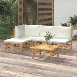 Sonata Set mobilier de grădină cu perne alb crem, 2 piese, bambus
