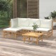 Sonata Set mobilier de grădină cu perne alb crem, 2 piese, bambus