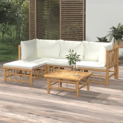 Sonata Set mobilier de grădină cu perne alb crem, 2 piese, bambus
