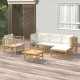 Sonata Set mobilier de grădină cu perne alb crem, 6 piese, bambus