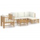 Sonata Set mobilier de grădină cu perne alb crem, 6 piese, bambus