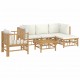 Sonata Set mobilier de grădină cu perne alb crem, 6 piese, bambus