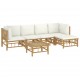 Sonata Set mobilier de grădină cu perne alb crem, 6 piese, bambus