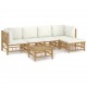 Sonata Set mobilier de grădină cu perne alb crem, 6 piese, bambus